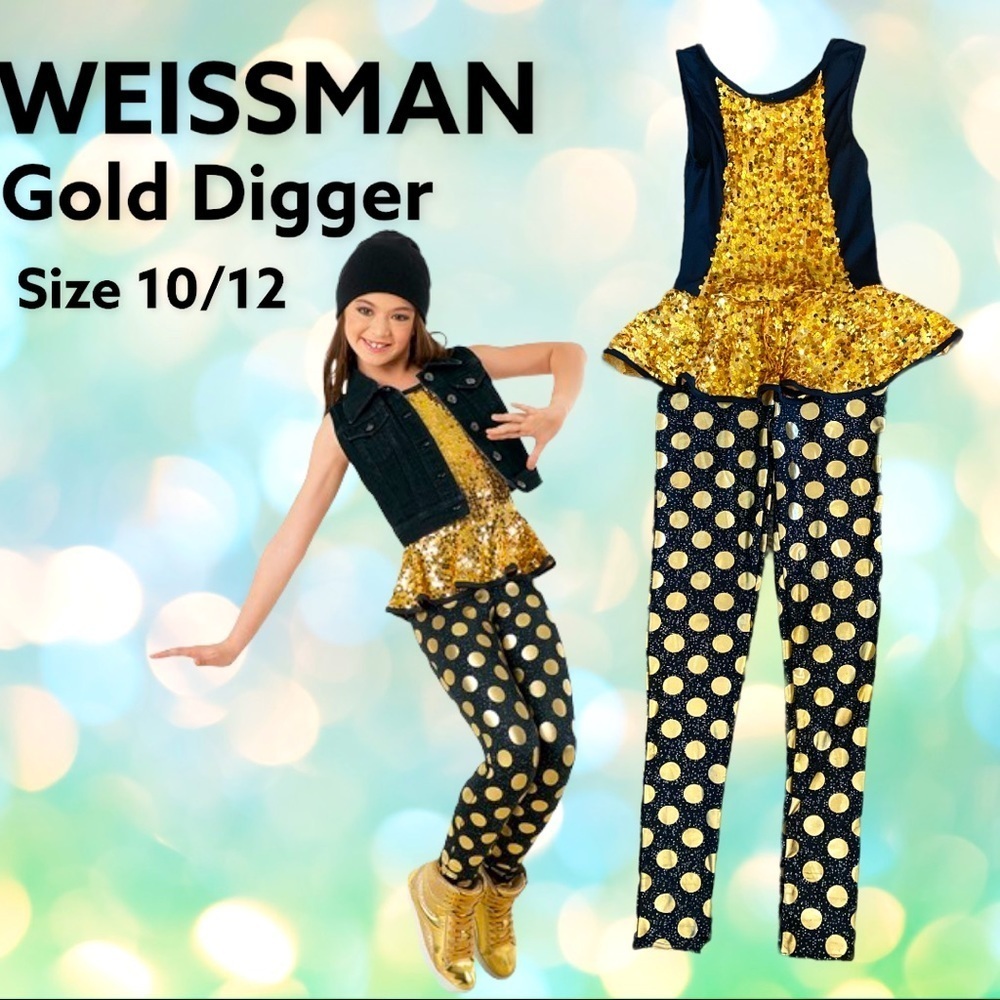 WEISSMAN Gold digger hip hop jazz dance performance leotard costume size 10/12